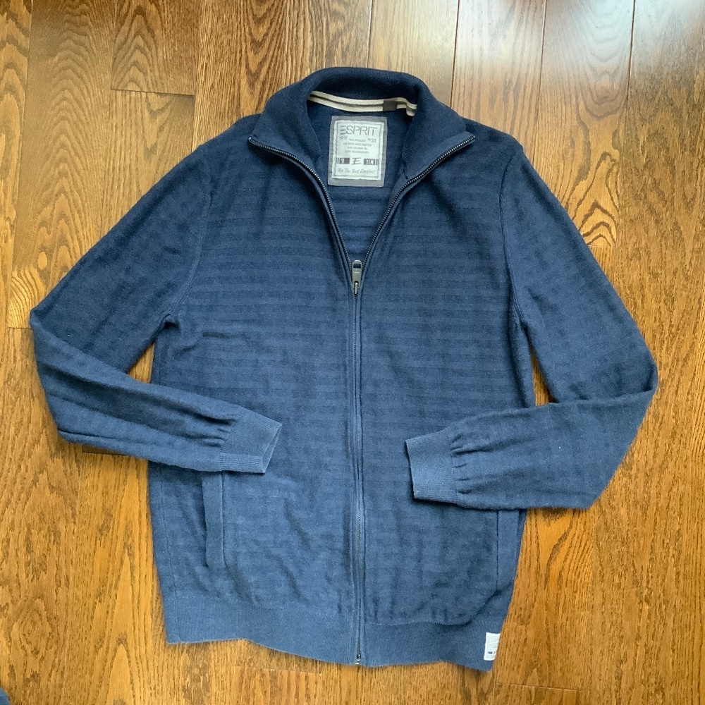 ESPRIT Cardigan Zip Up Grey Blue. Size M.